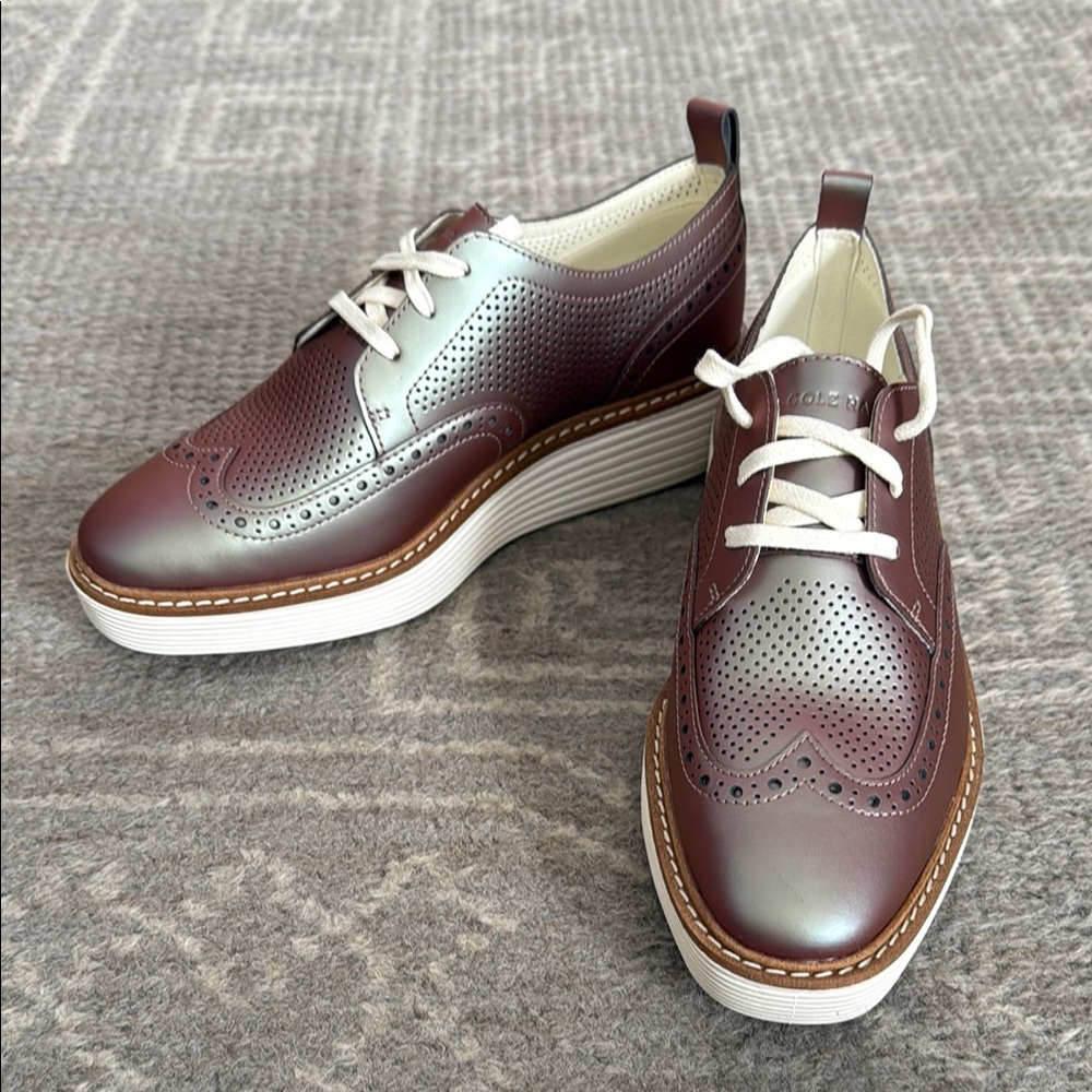 Cole Haan Metallic Wingtip Oxford Platforms 6